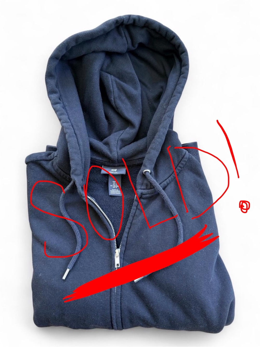 H&M Men's Dark Blue Full-Zip Hoodie